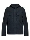Stone Island Hooded Patch-pocket Jacket In Blue