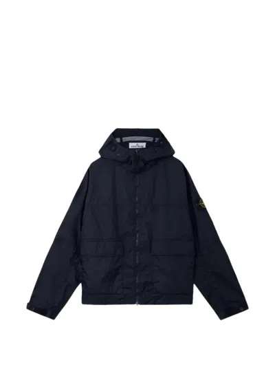 Stone Island Long-sleeved Casual Jacket In Blue