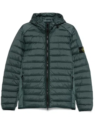 Stone Island Hooded Puffer Jacker In Green