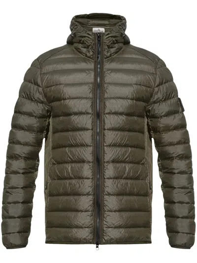 Stone Island Hooded Puffer Jacket In Green