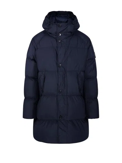 Stone Island Hooded Puffer Jacket In Navy