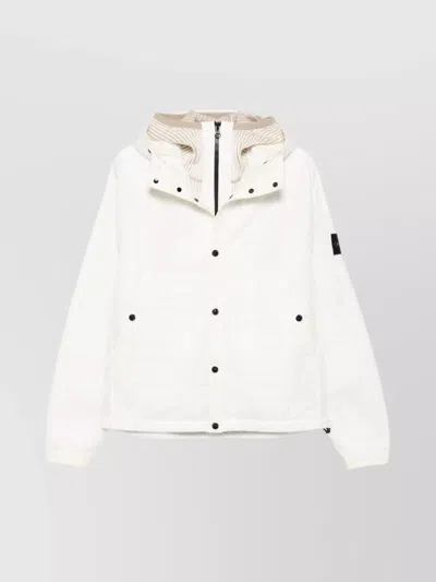 Stone Island Hooded Quilted Blouson Jacket In White