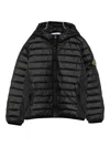 Stone Island Hooded Quilted Jacket In Black