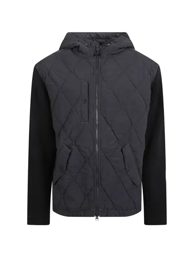 Stone Island Hooded Quilted Jacket In Black