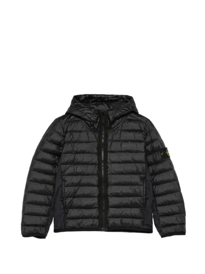 Stone Island Kids' Hooded Quilted Jacket In Black