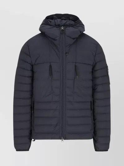 STONE ISLAND HOODED QUILTED JACKET ZIPPER POCKETS