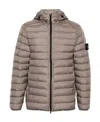 Stone Island Compass-patch Hooded Padded Jacket In Gray