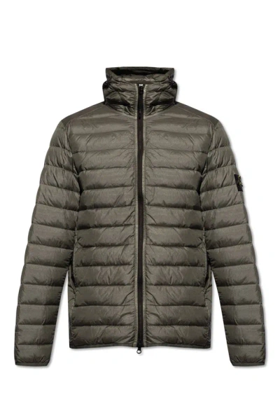 Stone Island Hooded Quilted Puffer Jacket In Green