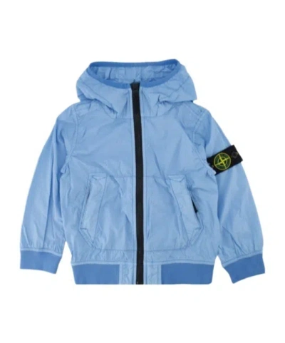 Stone Island Hooded Rain Jacket In Blue