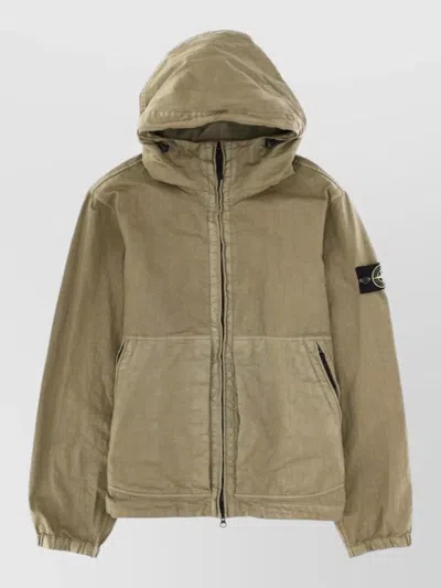 STONE ISLAND HOODED REGULAR JACKET ELASTIC CUFFS POCKETS