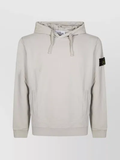 Stone Island Hooded Ribbed Sweater Front Pocket In Gray