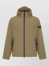 Stone Island Hooded Short Jacket Buttons Long Sleeves Pockets In Green