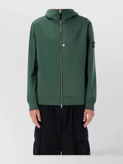 STONE ISLAND HOODED SOFTSHELL JACKET HIGH COLLAR