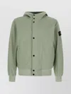 Stone Island Hooded Coat With Button Closure And Ribbed Hem