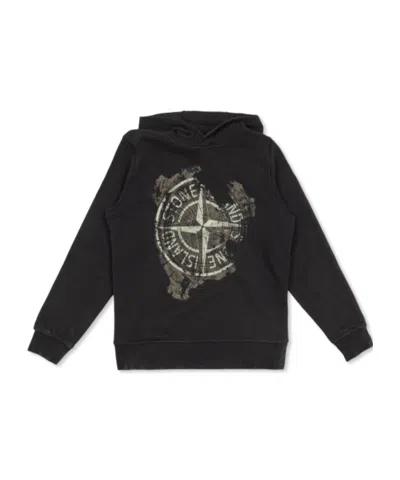 Stone Island Hooded Sweater In Black