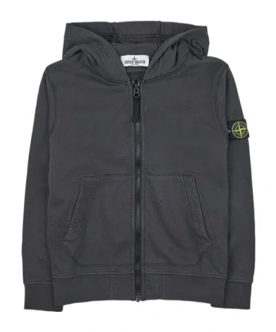 Stone Island Hooded Sweater In Charcoal-grey