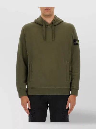 Stone Island Hooded Sweater With Drawstring And Pockets In Green