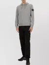 Stone Island Hooded Sweater With Ribbed Cuffs And Front Pocket In Gray