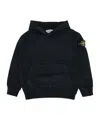 Stone Island Compass-badge Long-sleeved Hoodie In Blue