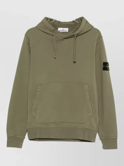Stone Island Hooded Sweatshirt Drawstring Hood Kangaroo Pocket In Animal Print