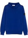 Stone Island Men's Cotton Fleece Hooded Sweatshirt With Pouch Pocket In Bluette