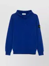 Stone Island Men's Cotton Fleece Hooded Sweatshirt With Pouch Pocket In Blue