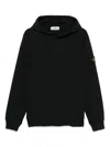 Stone Island Relaxed-fit Black Hoodie With Logo Patch Detail In Black