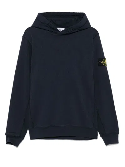 Stone Island Drawstring Hooded Sweatshirt In Blue