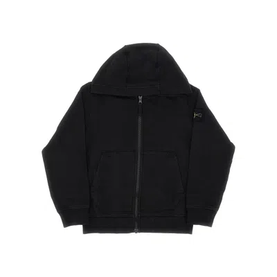 Stone Island Hooded Sweatshirt With Logo Badge Kids In Charcoal