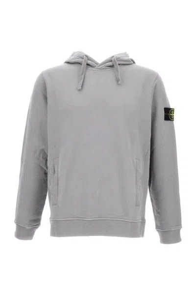 Stone Island Hooded Sweatshirt With Logo Detail In Gray