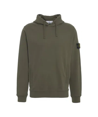 Stone Island Hooded Sweatshirt With Logo In Brown
