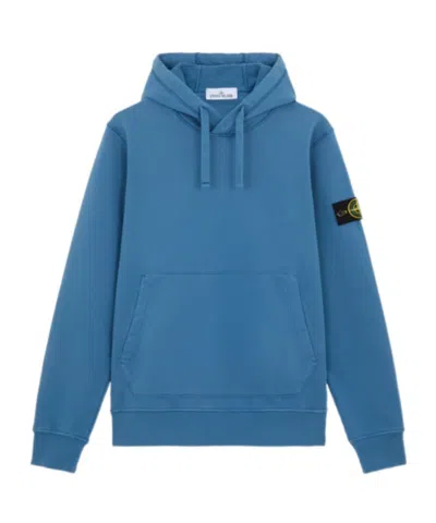 Stone Island Hooded Sweatshirt With Pockets In Blue