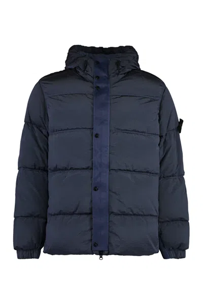 STONE ISLAND STONE ISLAND HOODED TECHNO FABRIC DOWN JACKET