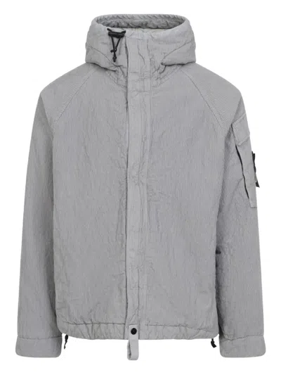 Stone Island Lightweight Grey Jacket With Textured Fabric In Gray
