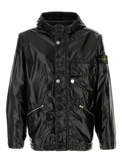 Stone Island Hooded Utility Jacket In Black