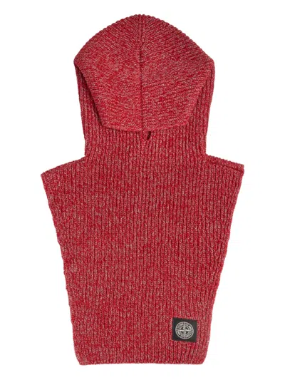 Stone Island Hooded Vest In Red