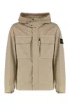 Stone Island Hooded Windbreaker In Green