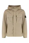 Stone Island Hooded Windbreaker In Brown