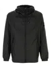 Stone Island Nylon Windbreaker With Hood And Pockets In Black
