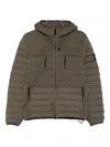 Stone Island Drawstring Hooded Quilted Side Zip Jacket In Brown