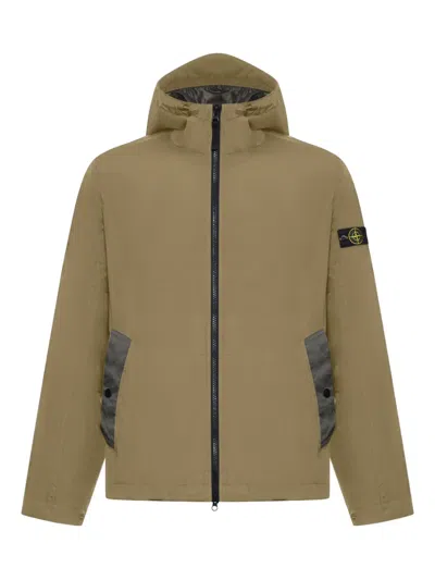 Stone Island Hooded Zip-up Jacket In Neutral