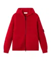 Stone Island Hooded Zip-up Jumper With Pockets And Fisherman's Rib In Red