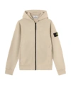 Stone Island Hooded Zip-up Sweatshirt With Pockets And Ribbed Details In Brown