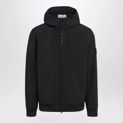 Stone Island Hooded Zip-front Jacket In Black