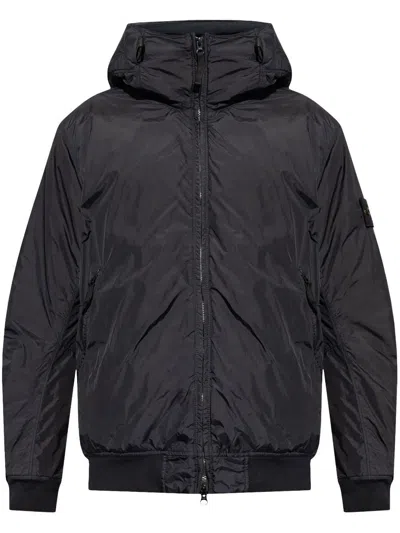 STONE ISLAND HOODED ZIPPED JACKET