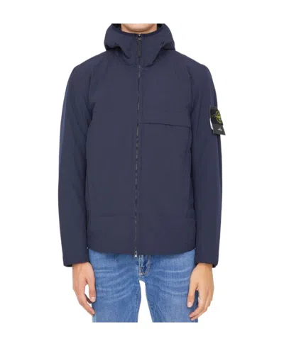 Stone Island Hooded Zipper Casual Jacket In Blue