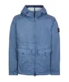 Stone Island Quilted Hooded Jacket With Two Front Pockets In Blue