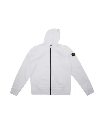Stone Island Hooded Zipper Hoodie In White