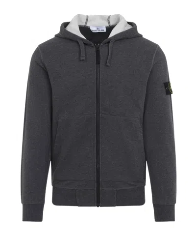 Stone Island Hooded Zipper Sweatshirt In Gray