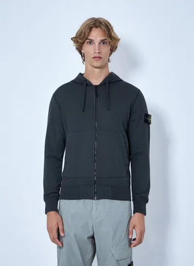 Stone Island Hooded Zip-up Sweatshirt In Grey